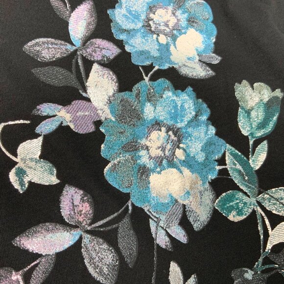 New Sisley Women's Black T-Shirt Floral Print Sz M - Picture 14 of 16